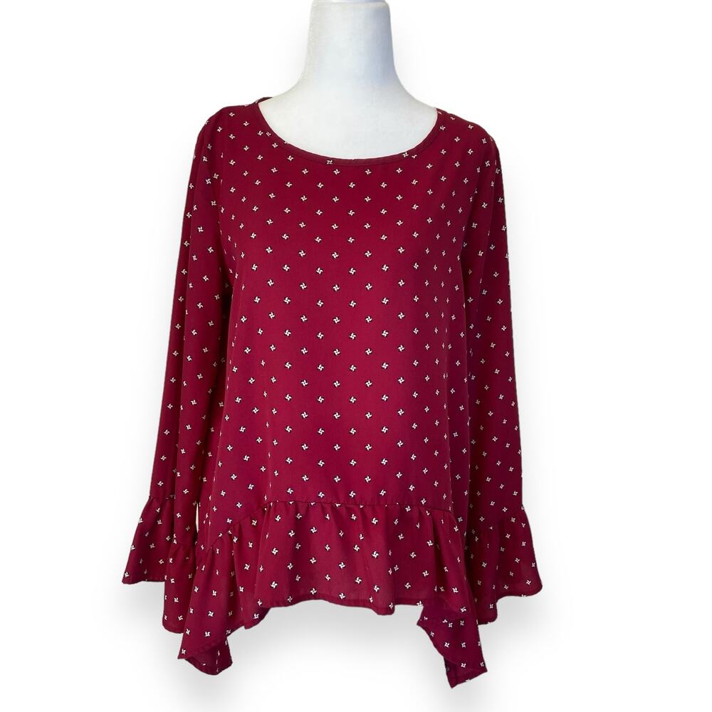 Harlowe & Graham Crimson Red Peplum Blouse